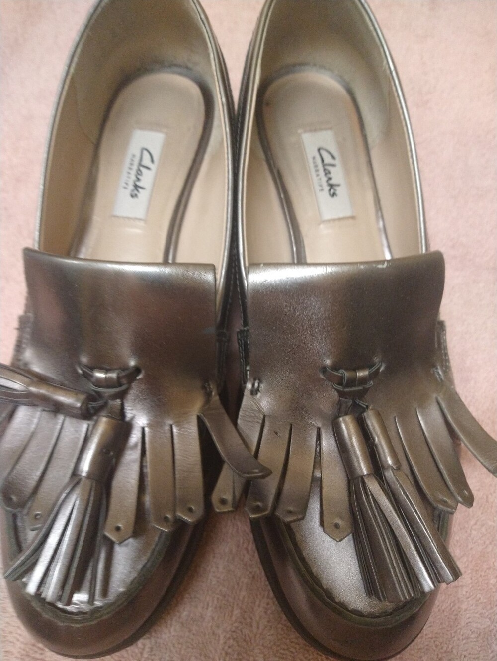 Clark’s Busby Folly loafers in dark pewter metallic